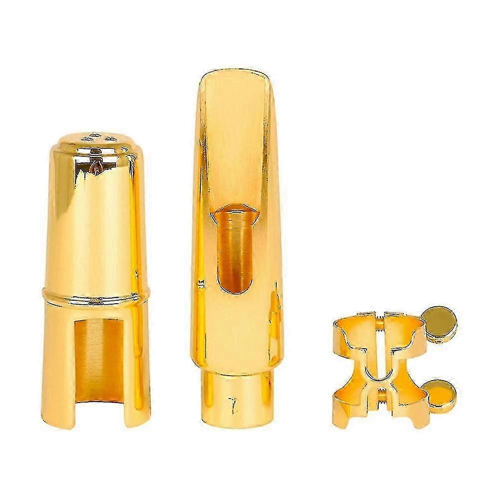 7-Voice Professional Saxophone Metal Mouthpiece Gold Plated Sax Mouth Accessories