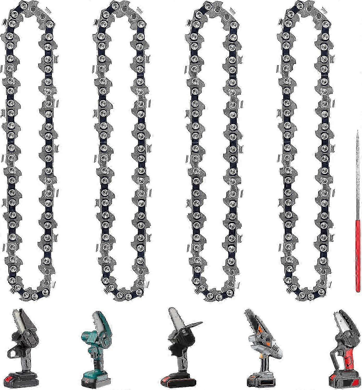 Replacement Chain for Mini Cordless Chainsaw - Set of 4 Pieces, Each 6 Inches Long