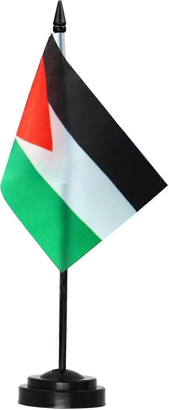 Palestine Deluxe Desk Flag Set - 6 X 4 Inch With 12" Solid Pole - Vivid Color And Fade Resistant