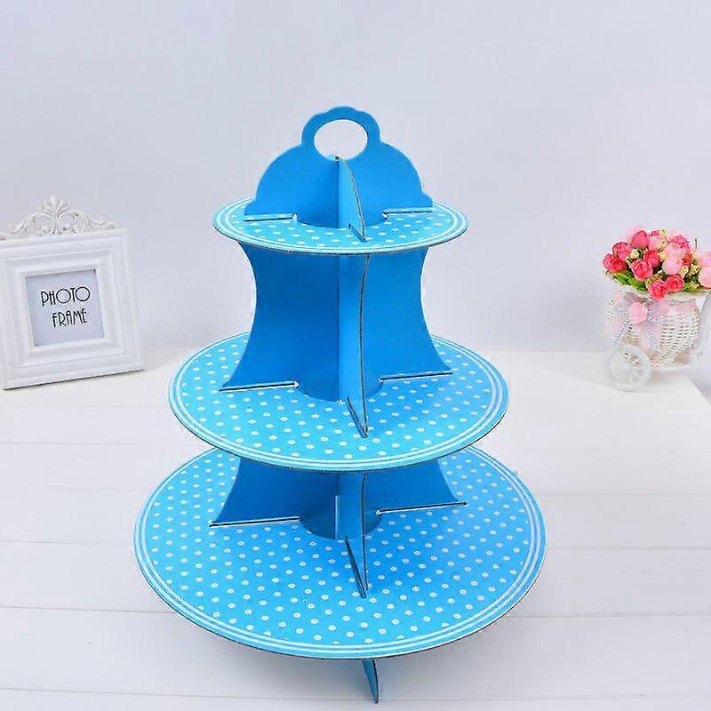 3 Layers Round Paper Cake Stand Candy Bar Birthday Party Cupcake Display Holder Wedding Cake Display