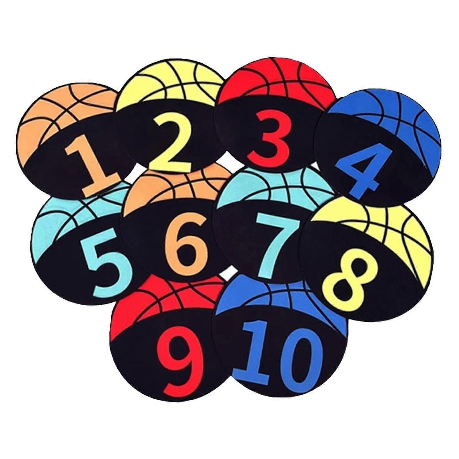 10x Sports Training Markers Soccer Number Signs Floor Spots Markers Training Mark Pad for Activities Exercise Act Classroom