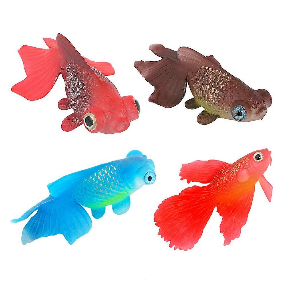 Aquarium Silicone Glow in the Dark Fish Decor Set of 4 Assorted Color Lightweight and Compact for