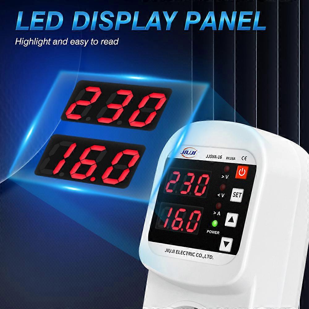 Automatic Voltage and Current Protector Socket LED Display Multifunctional Refrigerator Protecting Socket with Automatic Reset Function
