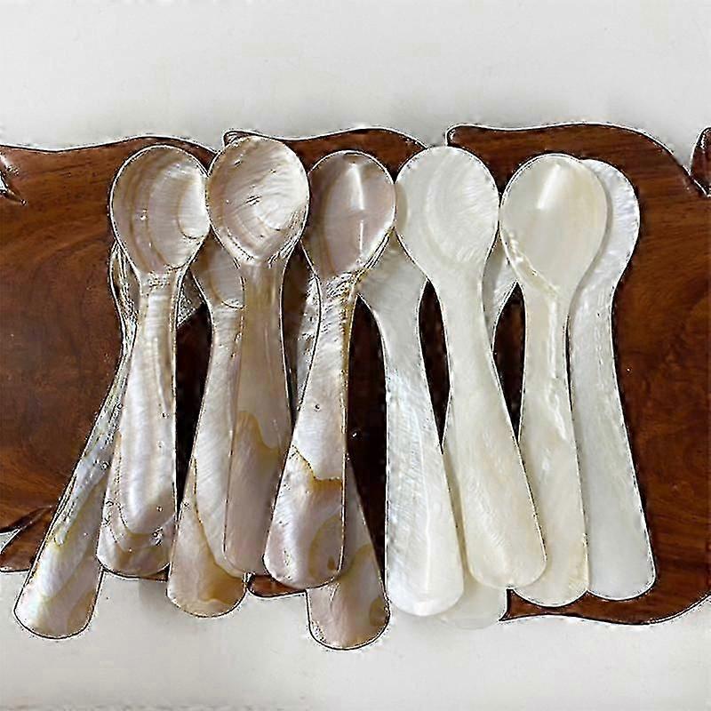 Natural Shell Ice Spoon for Coffee Caviar Dessert, 9-13CM Mother of Pearl Seashell Teaspoon