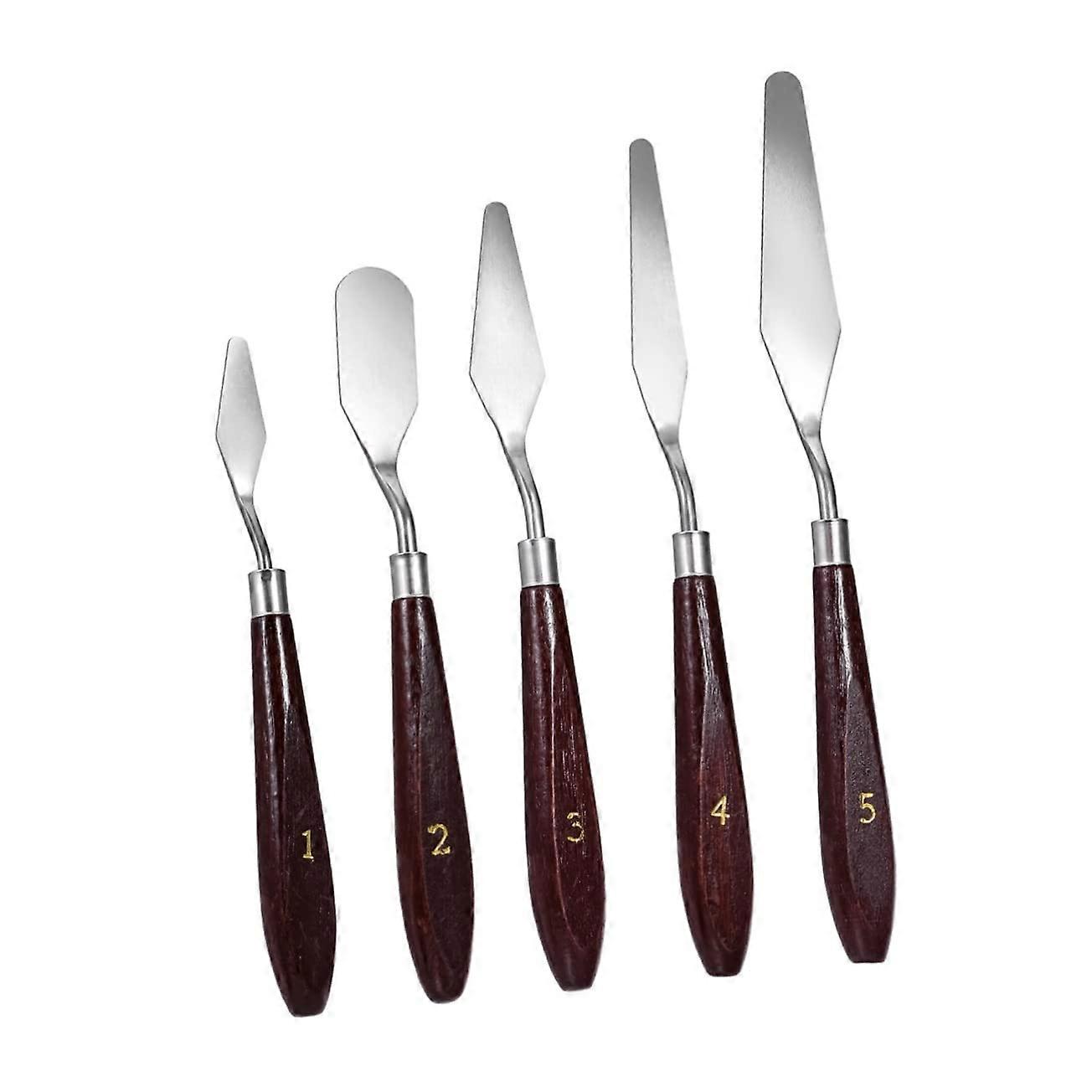 5-Piece Painting Knife Set with Wood Handle Metal Spatula for Oil Painting Versatile Art Tools for Artists and Students