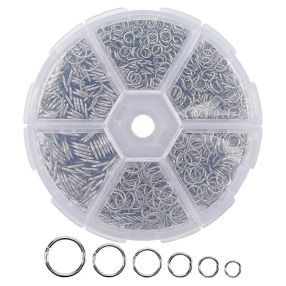 1390Pcs O Ring Connectors Metal Open Jump Rings Set,Silver
