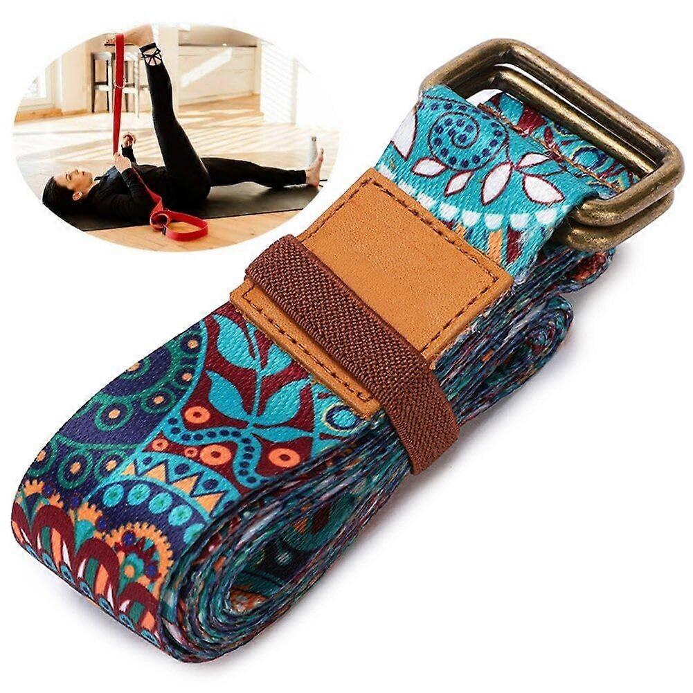 Yoga  adjustable printed stretch belt yoga mat elasticity belt for fitness flexibility trainer  exercise holding poses Style1