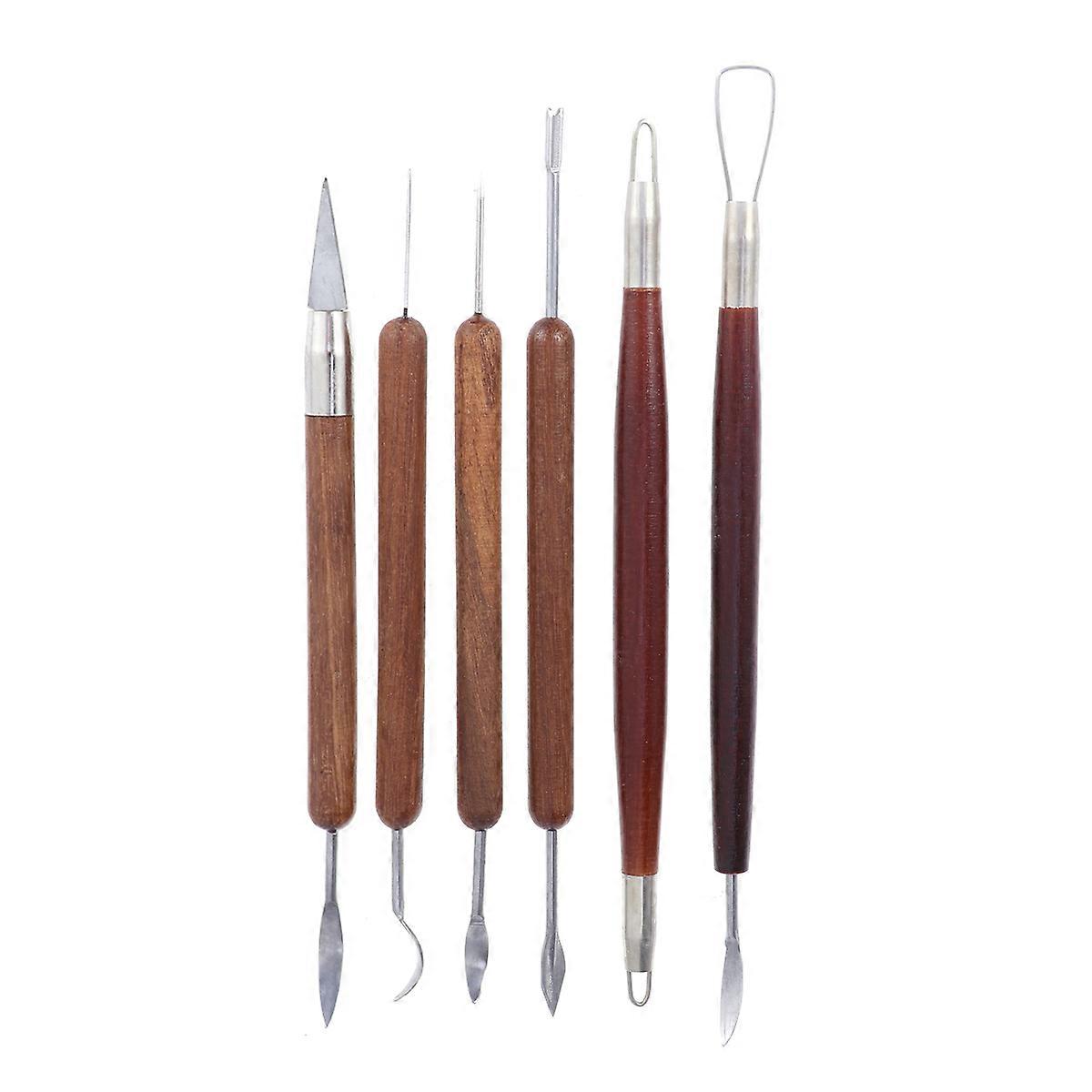 And Smoothing Pottery Wooden Handle Pottery Clay Modeling For Art Projects Approx 16 5 19Cm 6Pcs