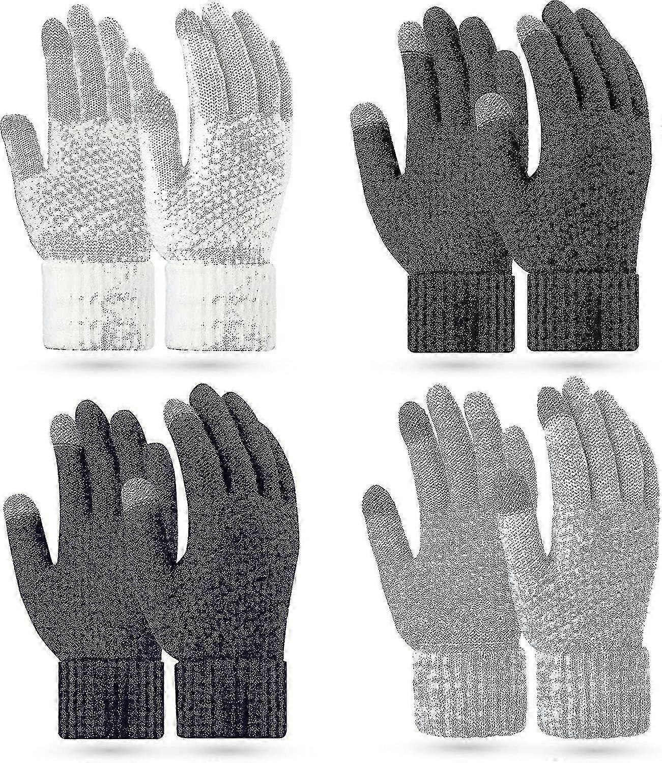 Winter Touchscreen Gloves Warm Knitted Gloves Fleece Lined Gloves Elastic Cuff Gift