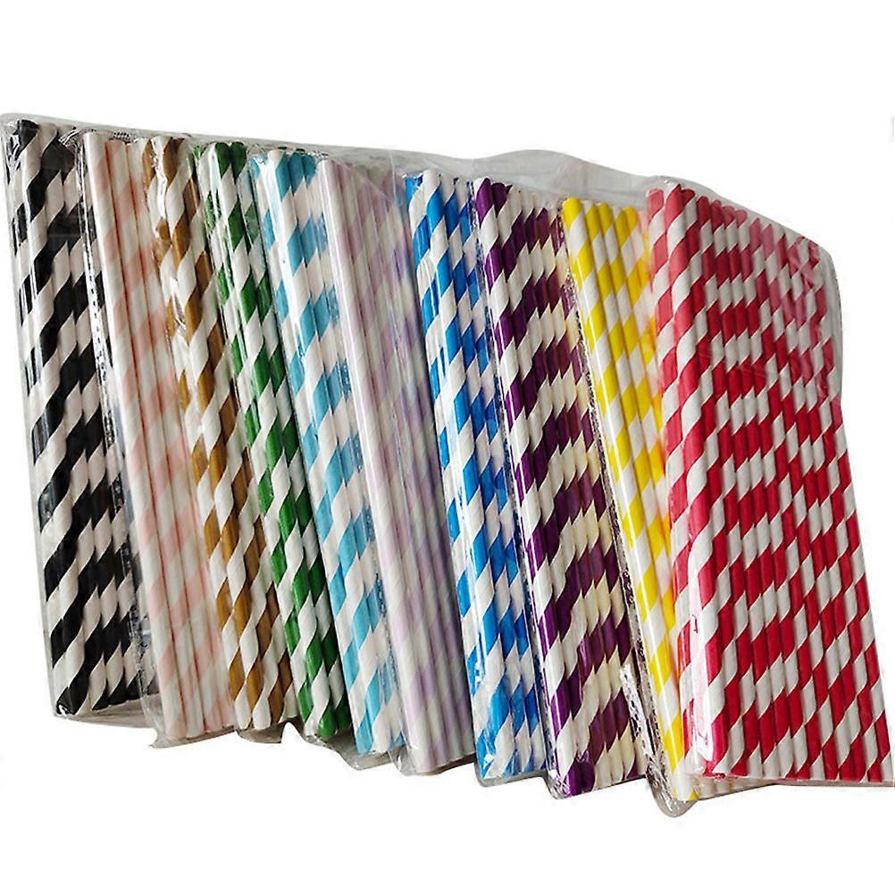 Decorative Stripe Paper Straws Food-Grade Safety for Home Use Store Use 250Pcs Pink Color