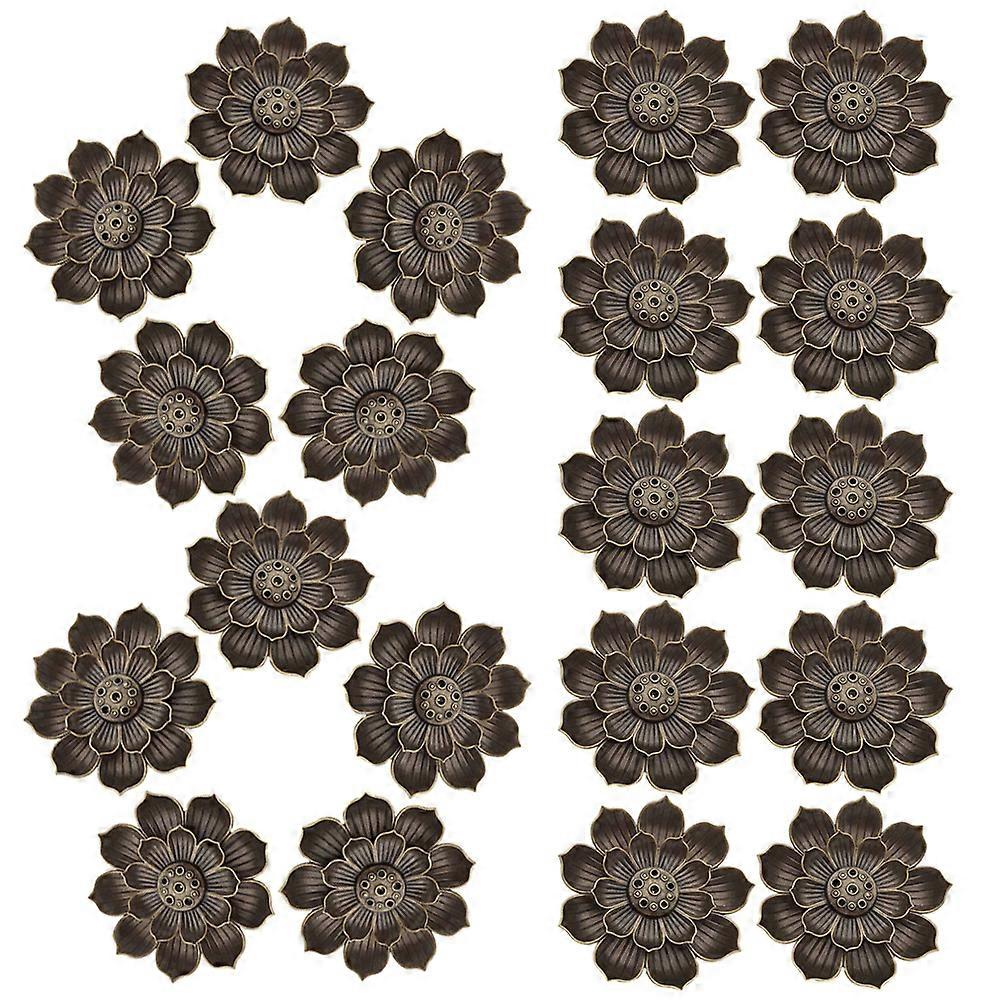 Decorative Aroma Burner Stable Aluminum Alloy Censer Burner Antique Lotus Shape Incense Burner Household Censer Tray 25Pcs