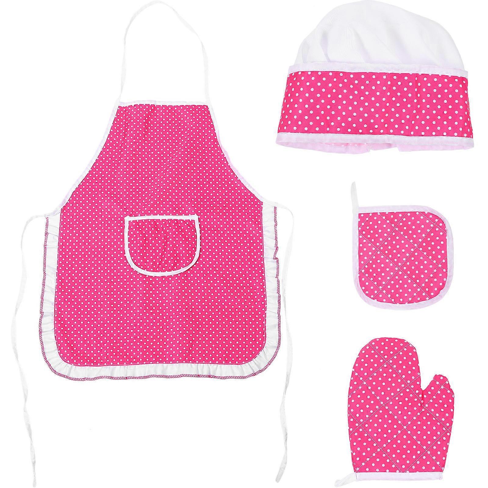 Chef Apron Hat Kids Cooking Aid Role-Playing Games Delicate and Simple Design 1Set