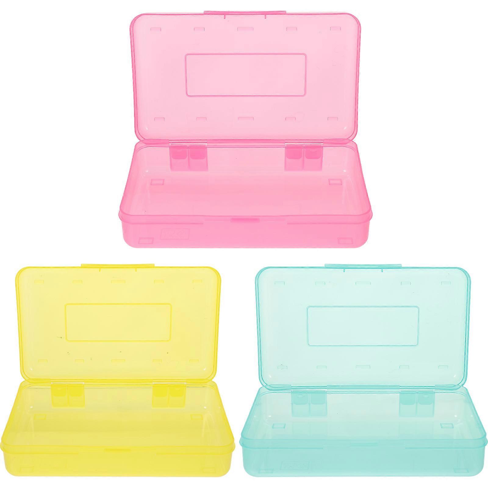 Multi-functional Stationery Box Rectangular Shape Simple Design For School Supplies 20.30X12.20X5.90CM 3Pcs