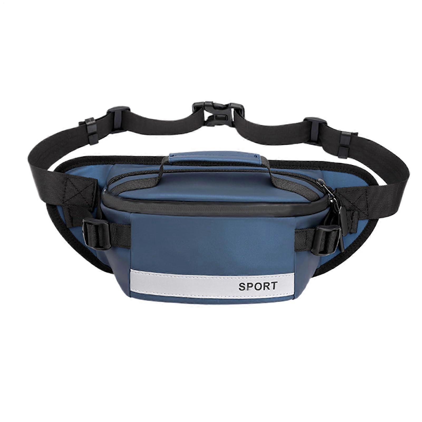 Running Belt Bag Reflective Unisex Blue Nylon Hip Pack Chest Bag For Running Commuting Travel