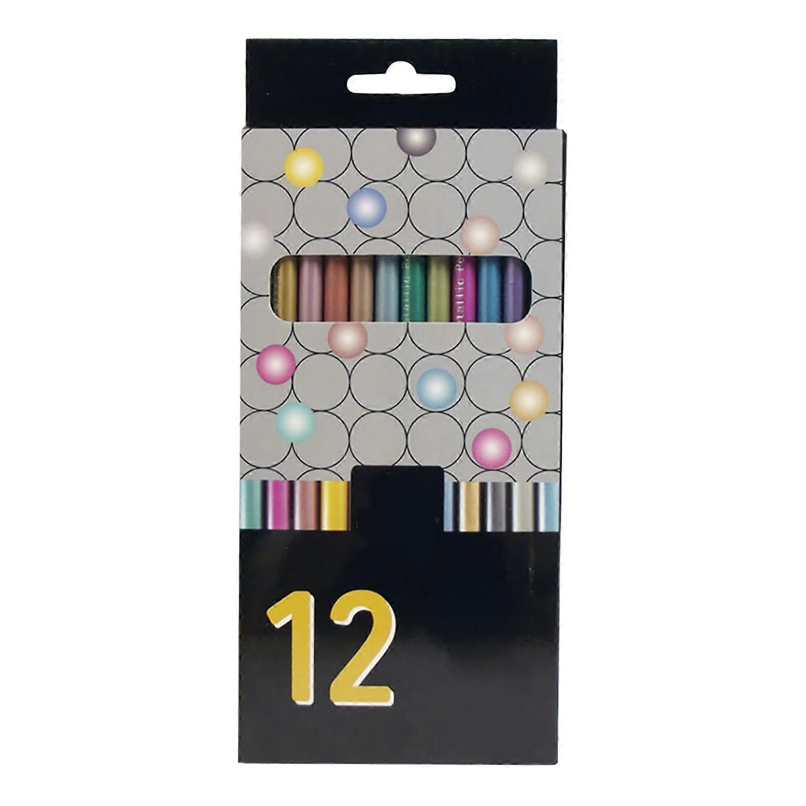 1 Set Kids Metallic Colored Pencil Wooden Drawing Pencils 12 Colors