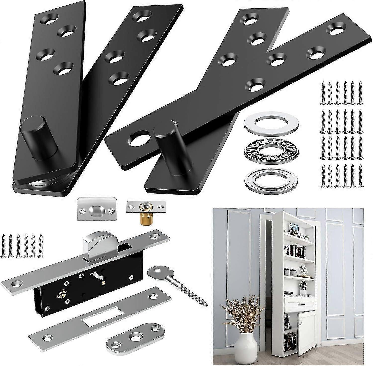 2026 Latest Model  Black  Door Pivot Hinges - Heavy Duty 360 Hidden Hinge Kit