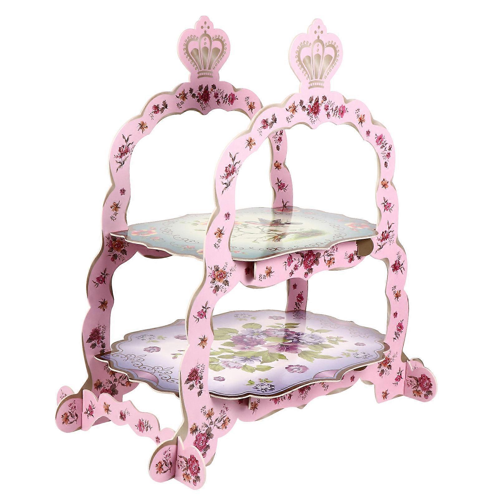 Cake Holder Elegant Atmosphere Display Snacks Double-Deck Assorted Color 14.2X8.3X15.4in 1Pcs