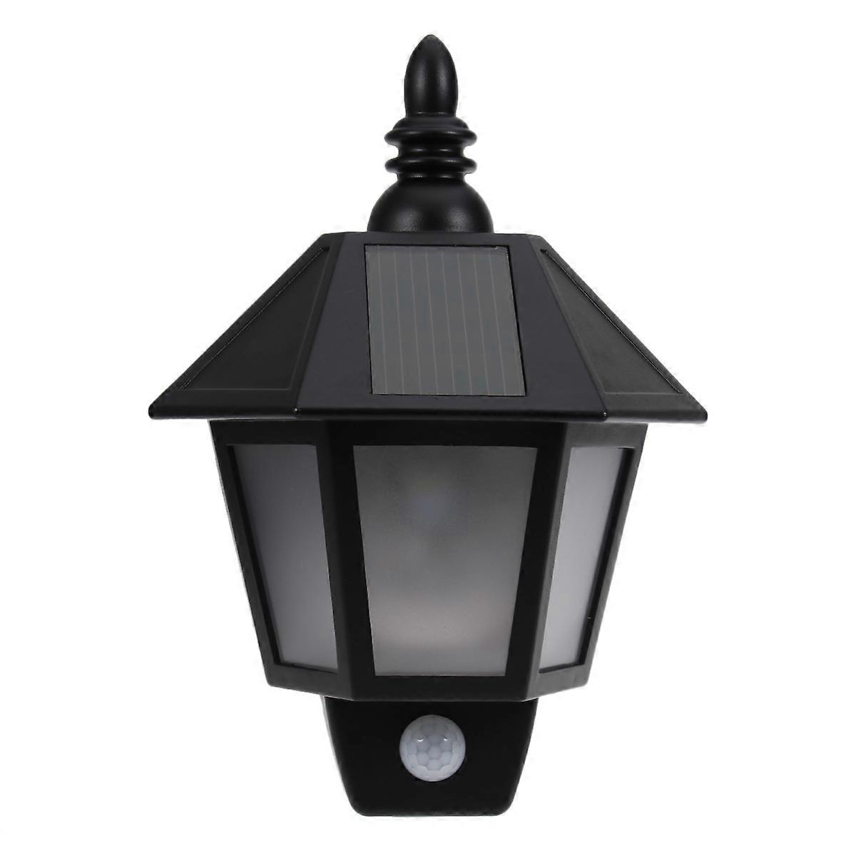 Retro Solar Wall Light Motion Sensor For Outdoor Use Black Hexagon Shape 1Pack