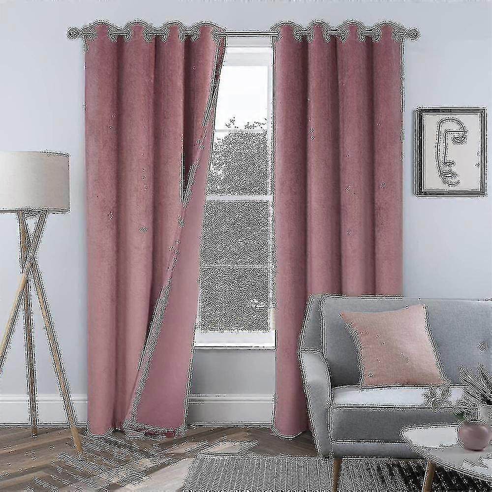 Luxury Thermal Insulated Drapes Thick Solid Living  Efficient Blackout Curtain