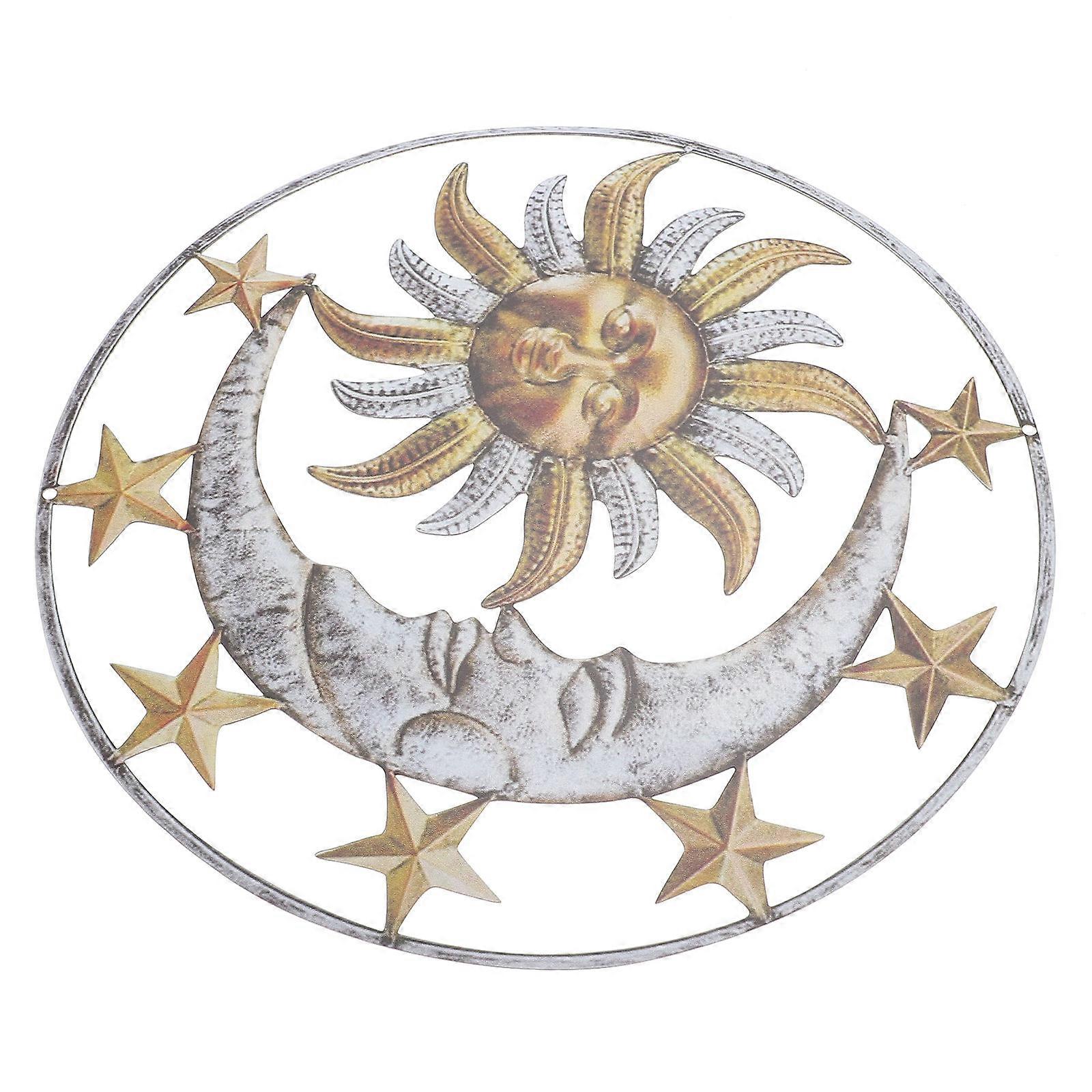 Sun and Moon Wall Decor Art Hanging Ornament for Indoor Room Garden Hallway Room Decoration