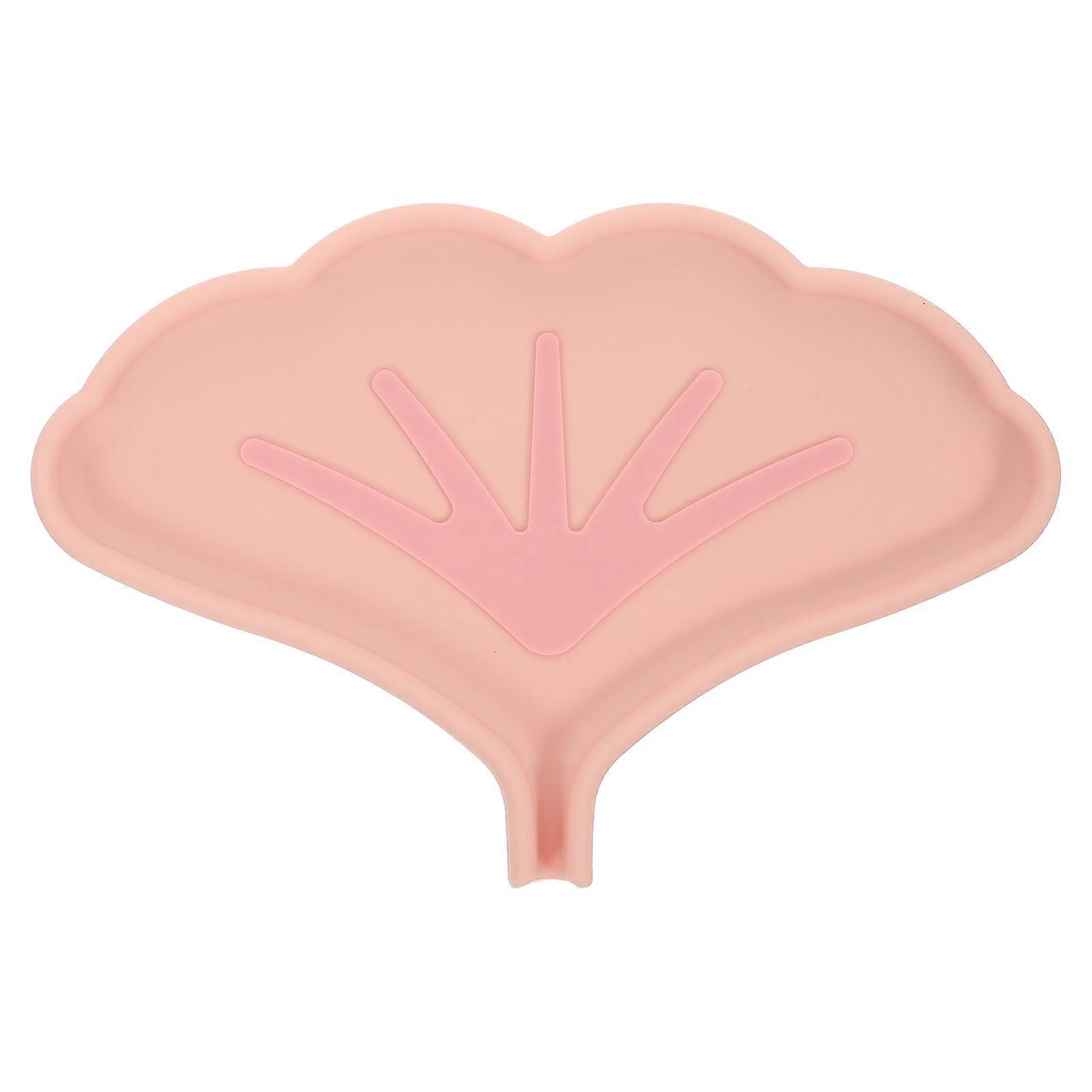 Anti-slip Soap Holder Ginkgo Leaf Soap Tray Pink 16.10X10.80X1.20CM Prevent Soap from Slipping 1Pack