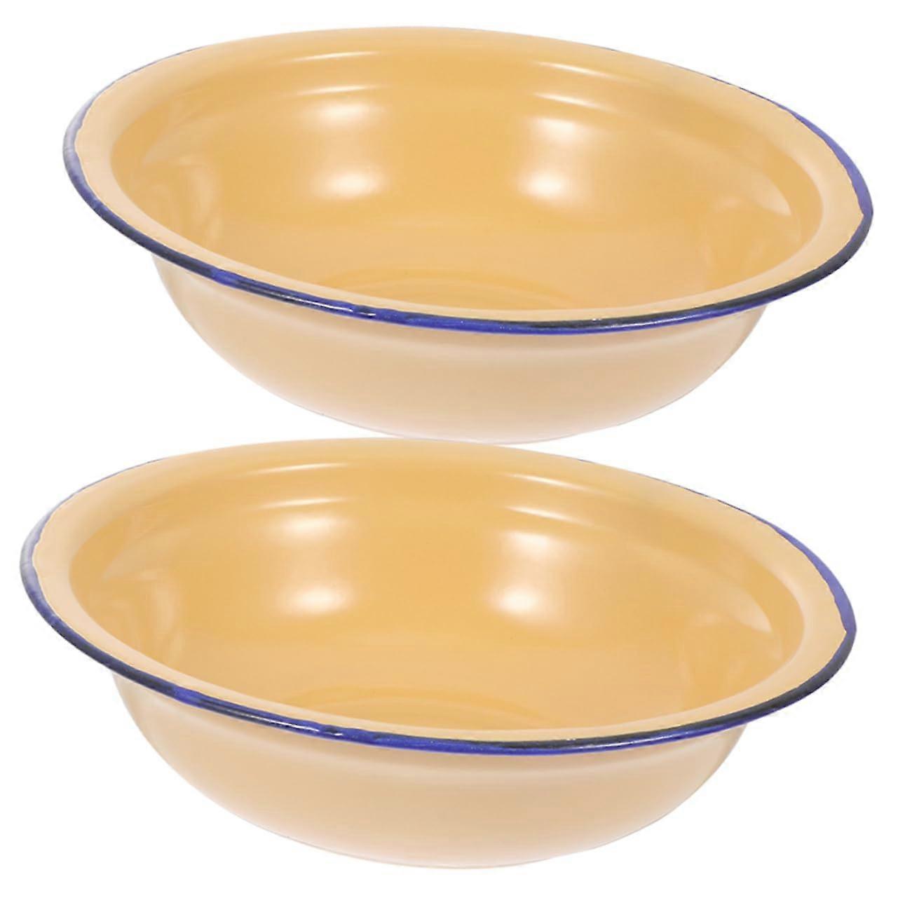 Set of 2 Enamel Soup Bowls Retro Soup Bowl Vintage Enamel Bowl Salad Bowl Enamel Mixing Bowl Serving Bowl Enamel Salad Bowl Old Enamelled Bowl
