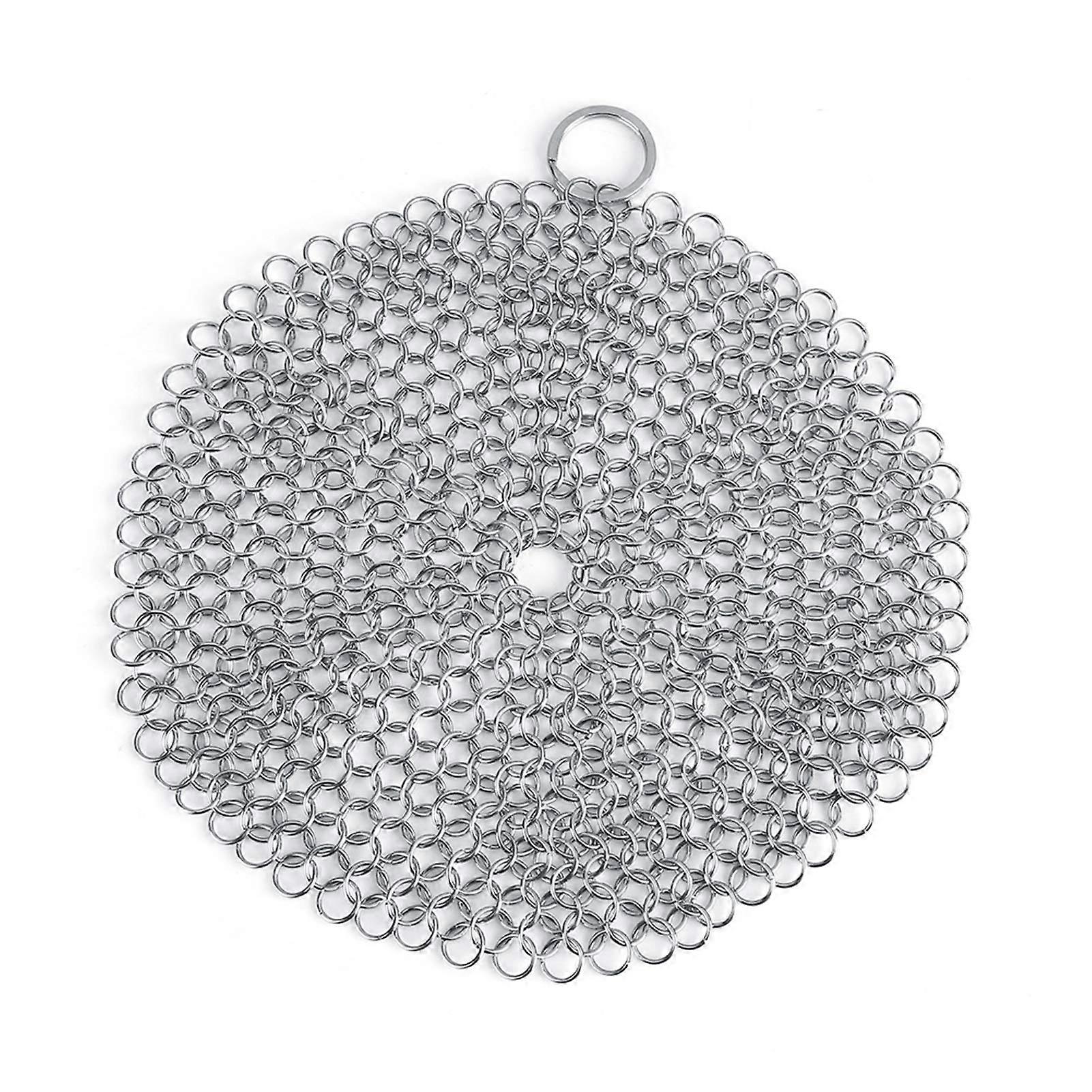 Stainless Steel Chain Enamel Scrub, Cast Iron Pan Cleaner Chainmail, Scraper Cleaner for Cast Iron Pan Pot Cookware