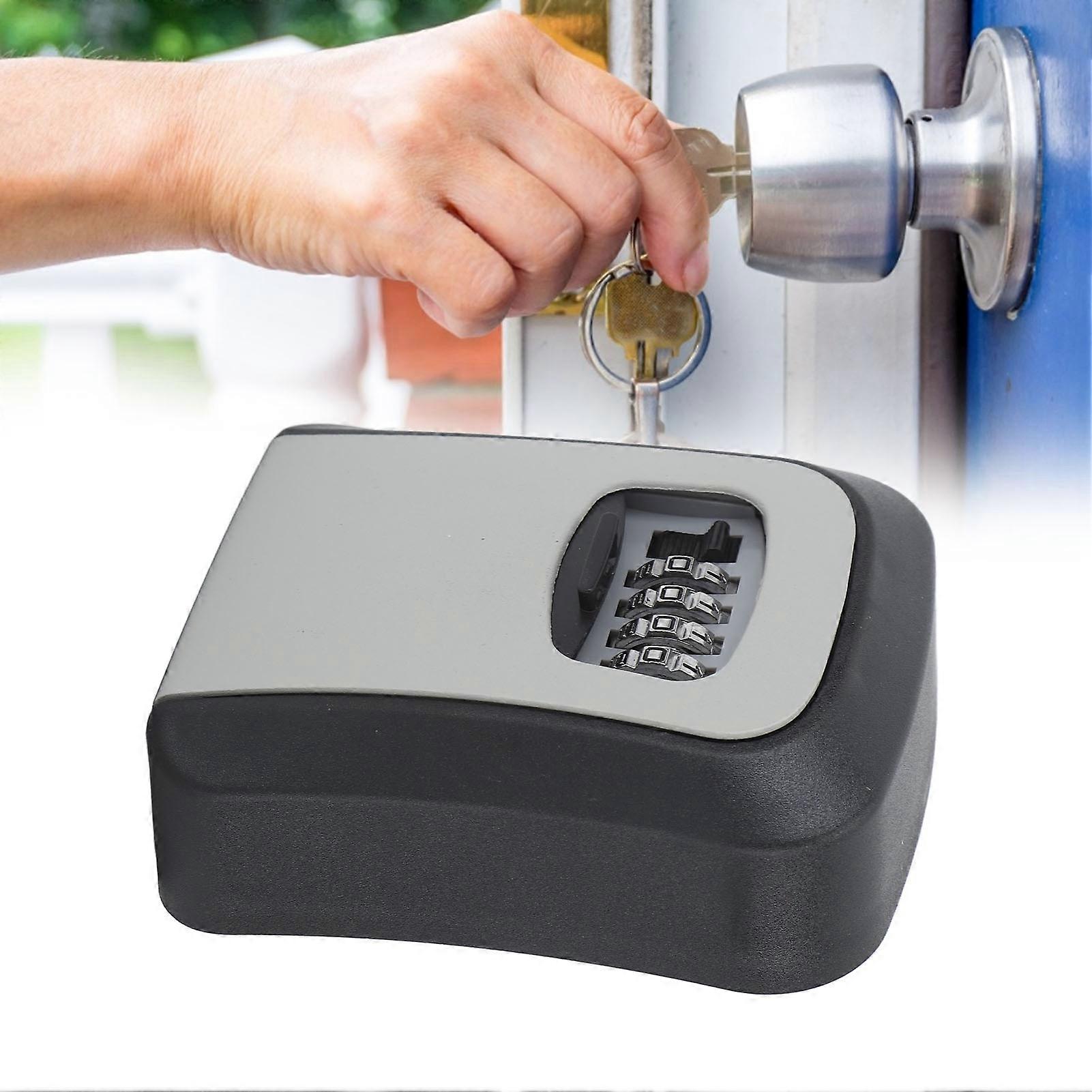 Key Lock Box ABS and Alloy Waterproof 5 Key Capacity Key Safe Lock Box with Sliding Guard for Garage Garden Store Grey Semi Alloy 