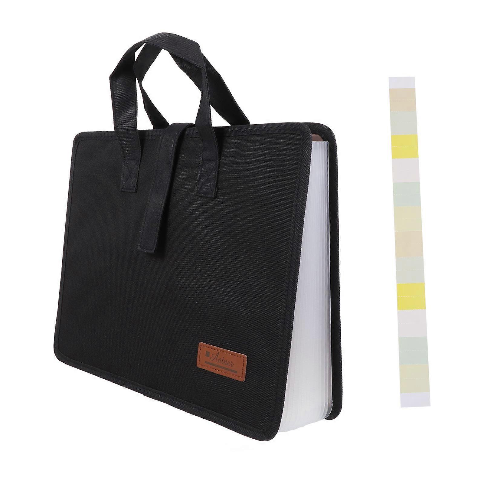 Expanding Folder For School Folder Document Organizer Student Use Black 33x24.5x16cm File Storage 1Pcs