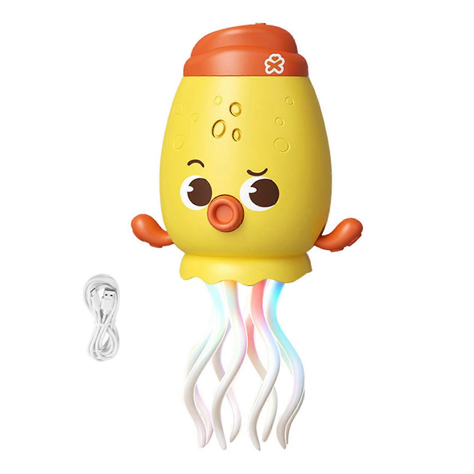 USB Rechargeable Dancing Cuttlefish Interactive Musical Animal Toy for Children with Dynamic Music and Obstacle Avoidance Yellow