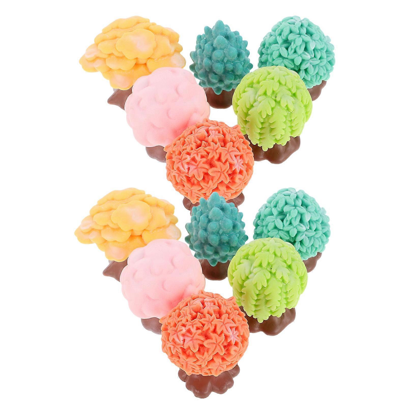 12 Pcs Miniature Resin Trees for DIY Craft – Realistic Small Landscape Models for Home, Office & Garden Decor – Natural Look Compact Ornaments