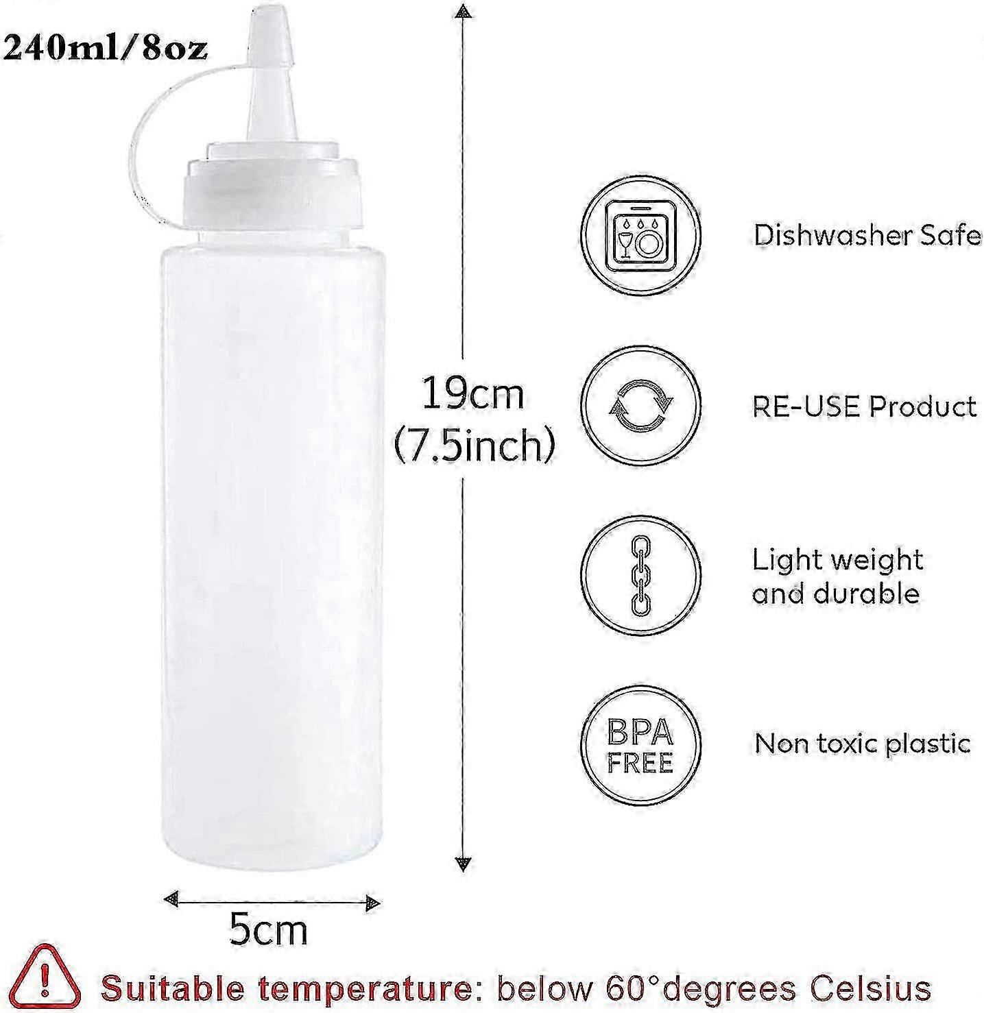 Squeeze Bottles With Caps, Squeezy Sauce Bottles, Plastic Squeeze8pcs-white