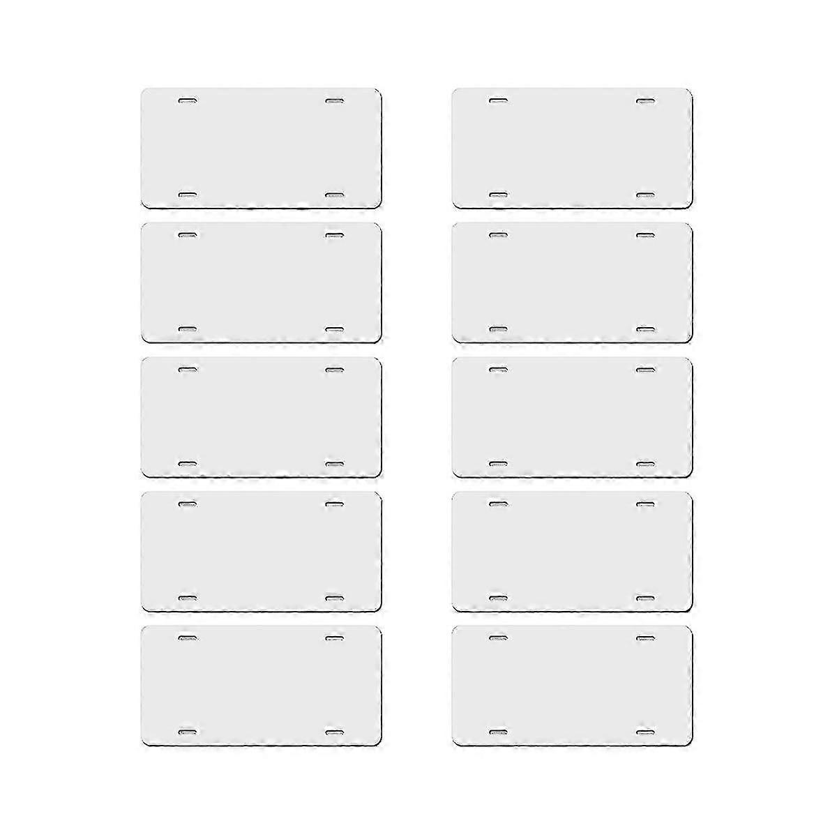 10Pcs Sublimation Nummernschild Blank Wärmeübertragung Blatt Auto Nummernschild Tag kompatibel mit Auto Dec - Weiß