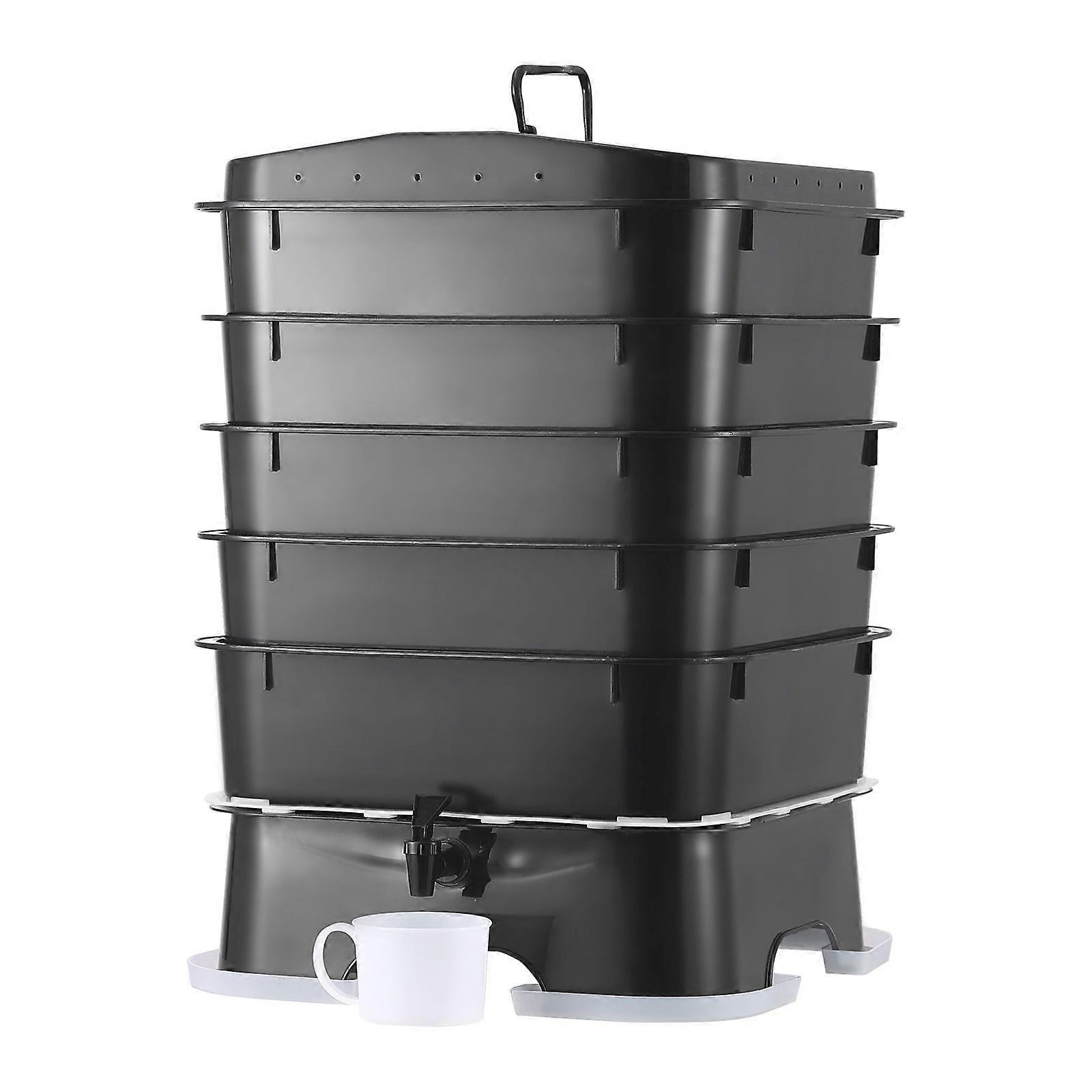 5-Tray Worm Composter, 50 L,for Recycling Food Waste, Worm Castings, Worm Tea