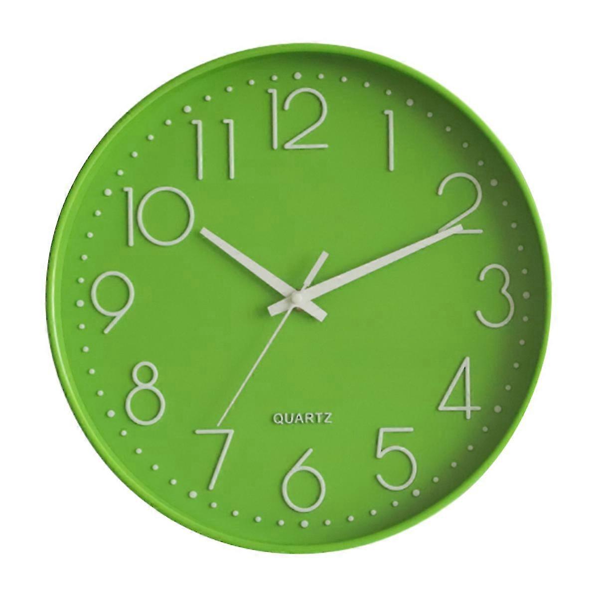 12 Inch Number Dial Face Modern Wall Clock, Silent Non-Ticking Round Home Decor Clock with Arabic Numerals, Colorful Dial Face