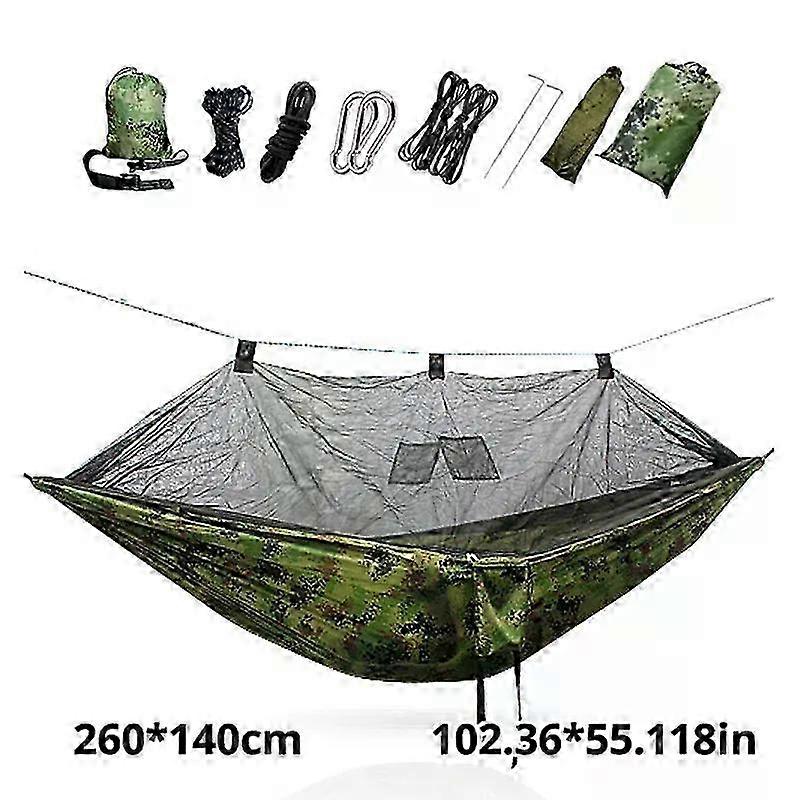 Outdoor Parachute Cloth Canopy Set Sunscreen Anti-mosquito Hammock with Nylon Swing and Mosquito Net
