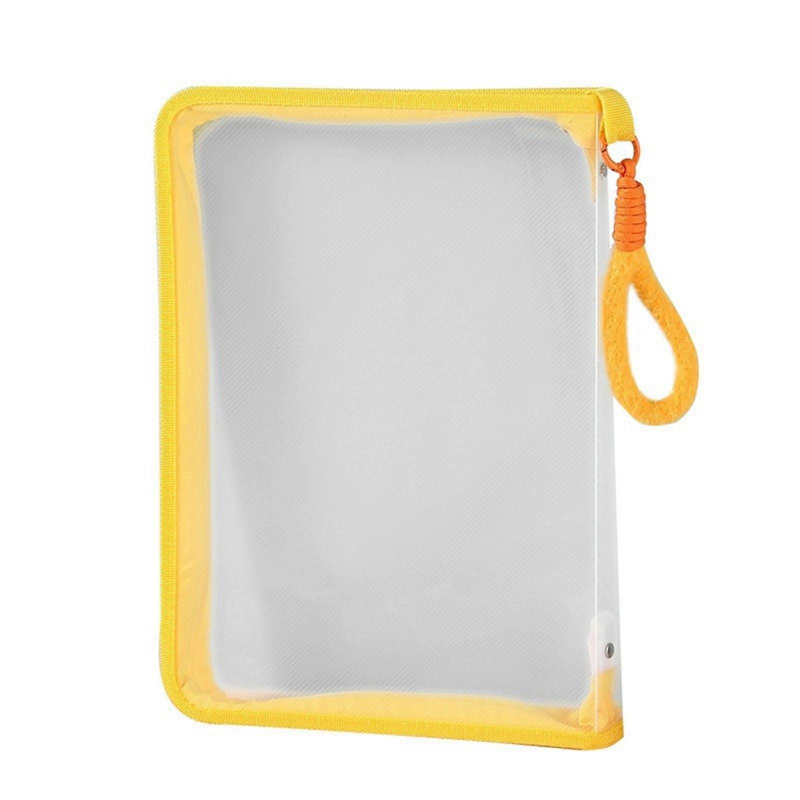 Document Wallets File Folder A4 Yellow File Bag Clear Document Organiser with Slim Design for Office and School Use