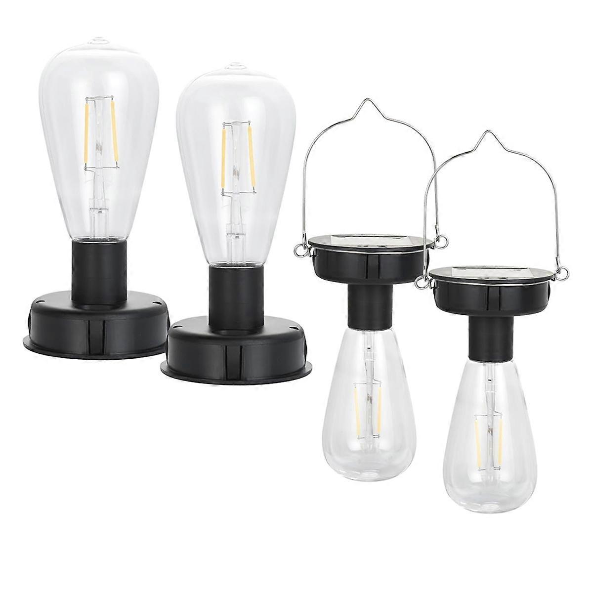 4 Pack Solar Hanging Lights Replacement Top with Bulb 3.15 Inch Solar Light Replacement Top Part Lan