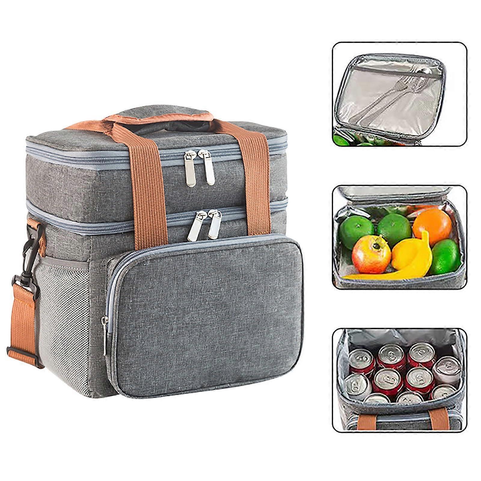 Lunch Bag for Girls 0-12 Years Waterproof Reusable Cooler Bag Leakproof Thermal Lunch Box Gray Modern Design 28.00