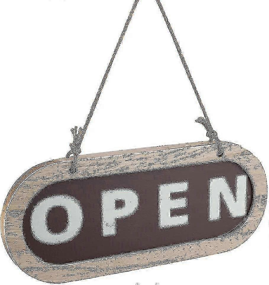 Placa de Porta Aberta/Fechada de Dupla Face de Madeira, Placa de Loja Pendurada