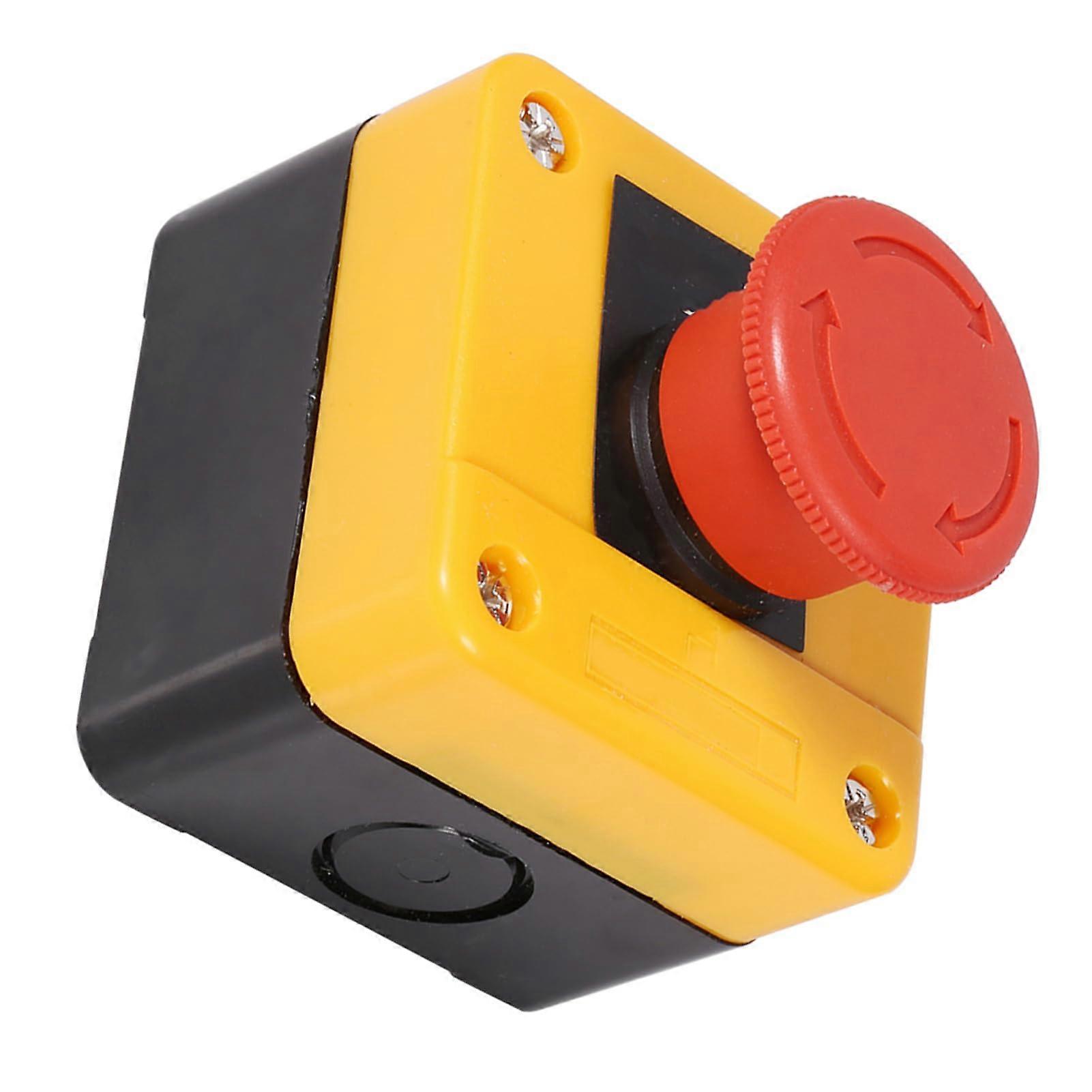Weatherproof Push Button Switch, Red Emergency Stop Button, Plastic Housing, Industrial Safety Switch, Not-Aus Function
