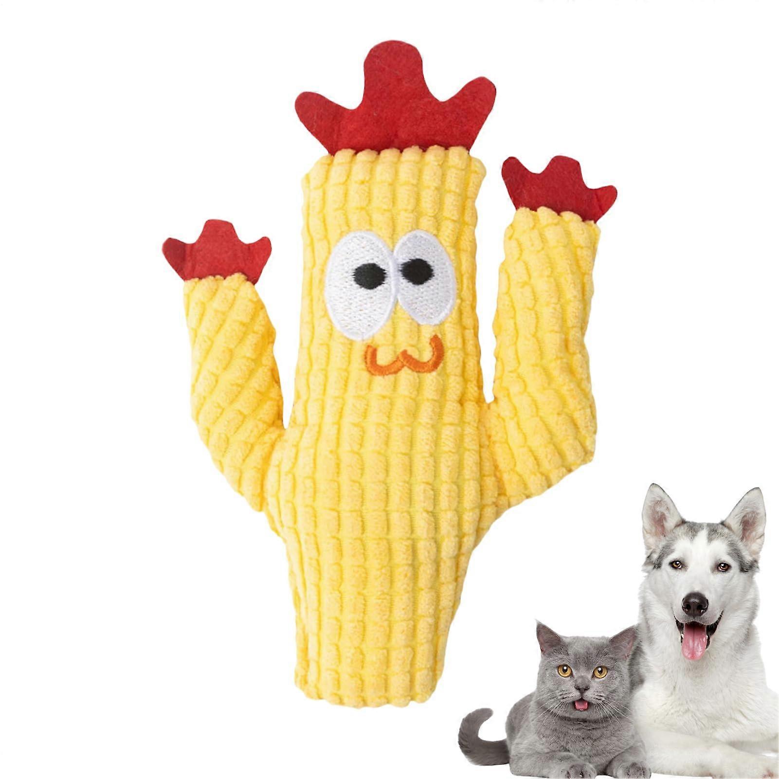 Cat Chew Toy | Interactive Kitten Toy | Realistic Plush Cactus Calming Toy For Relaxation And Mental Stimulation Yellow