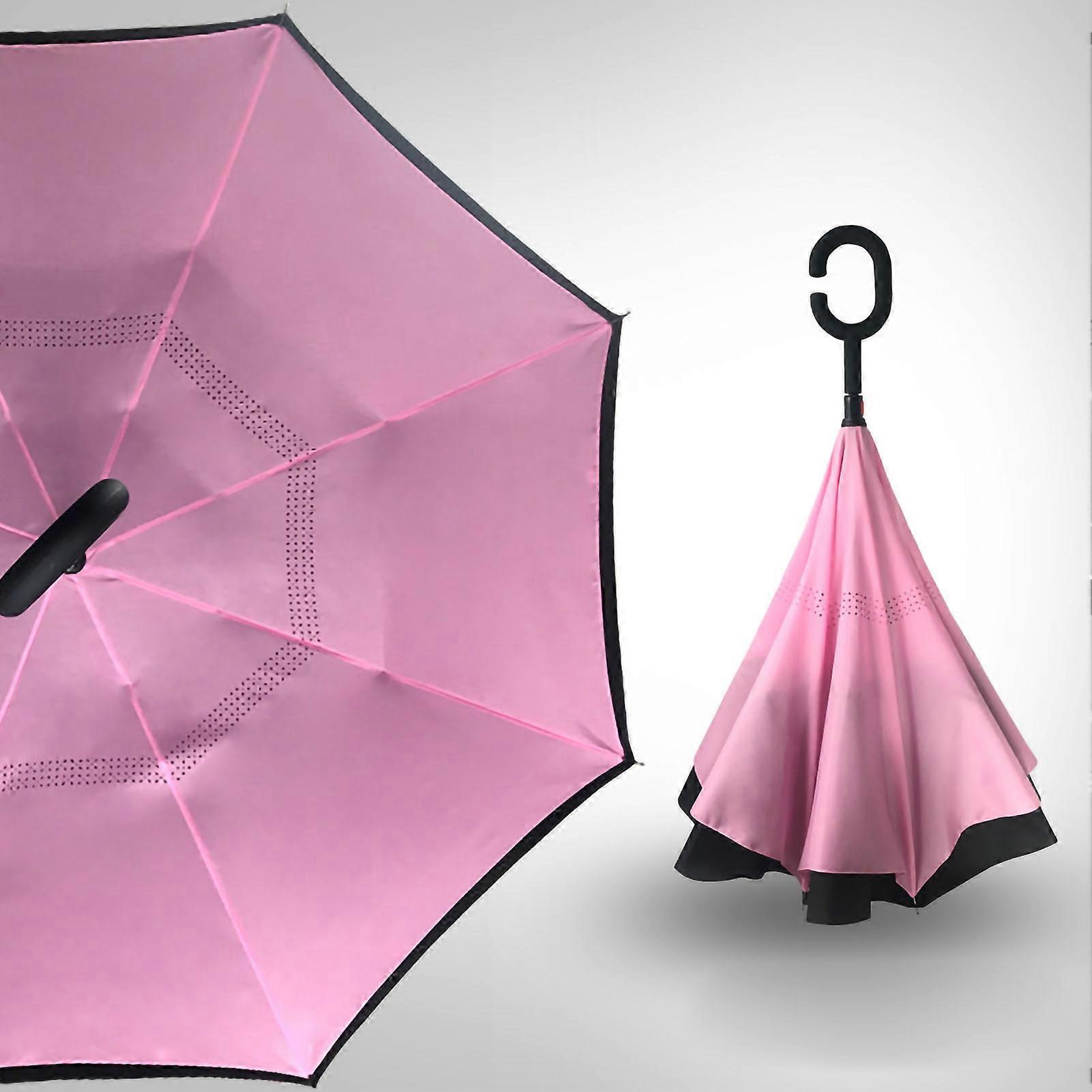 Double Reverse Umbrella Fiber Waterproof Light Weight Inverted Umbrella with C Shaped Handle