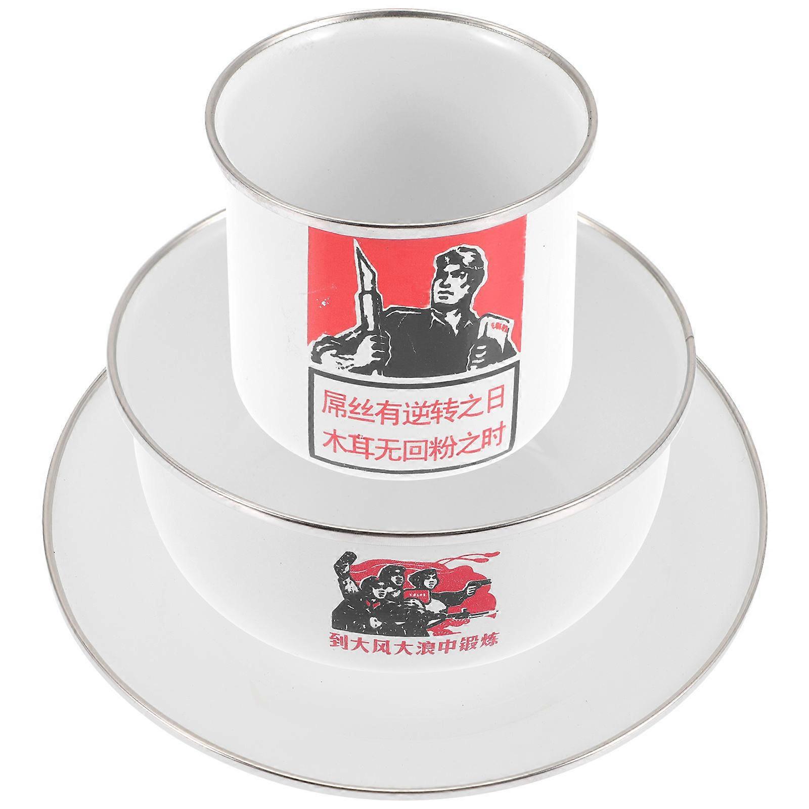 Enamel Food Bowl Serving Bowl Set Kitchen Cups Set Assorted Color Square Shape 18x18cm 12cm 8cm 300ml 1Set
