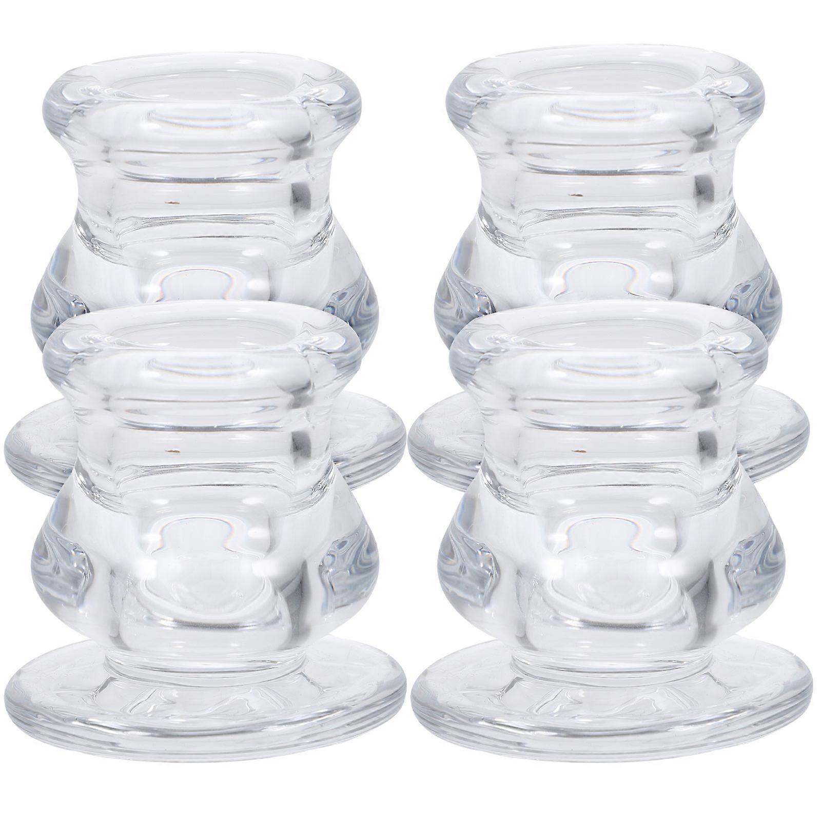Candlestick Tabletop Arrangement Glass Candle Holders Conical Shape European Style For Romantic Dinner 4Pcs