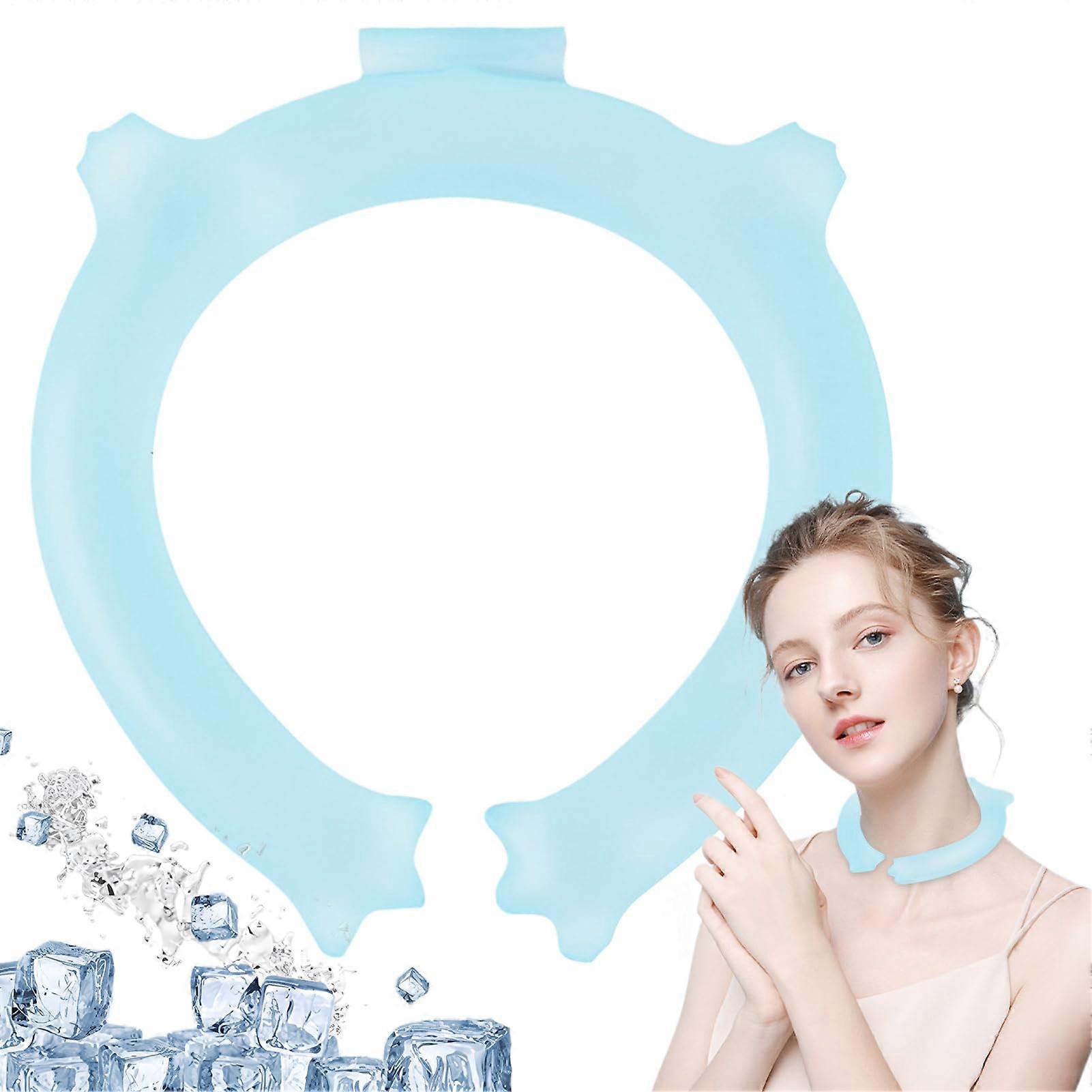 Reusable neck warmer, ice ring, heat scarf, compact, instant cooling, blue