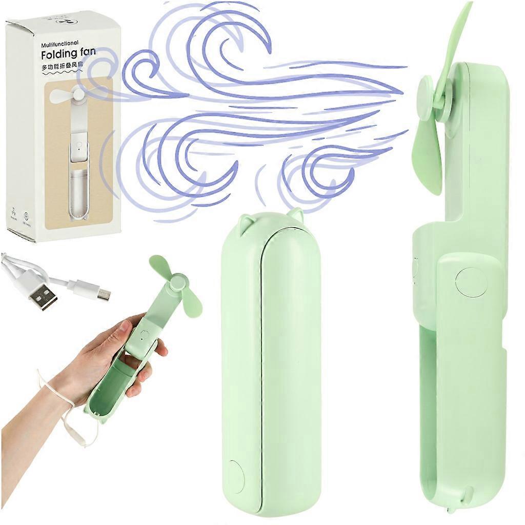 Mini handfläkt hopfällbar USB grön