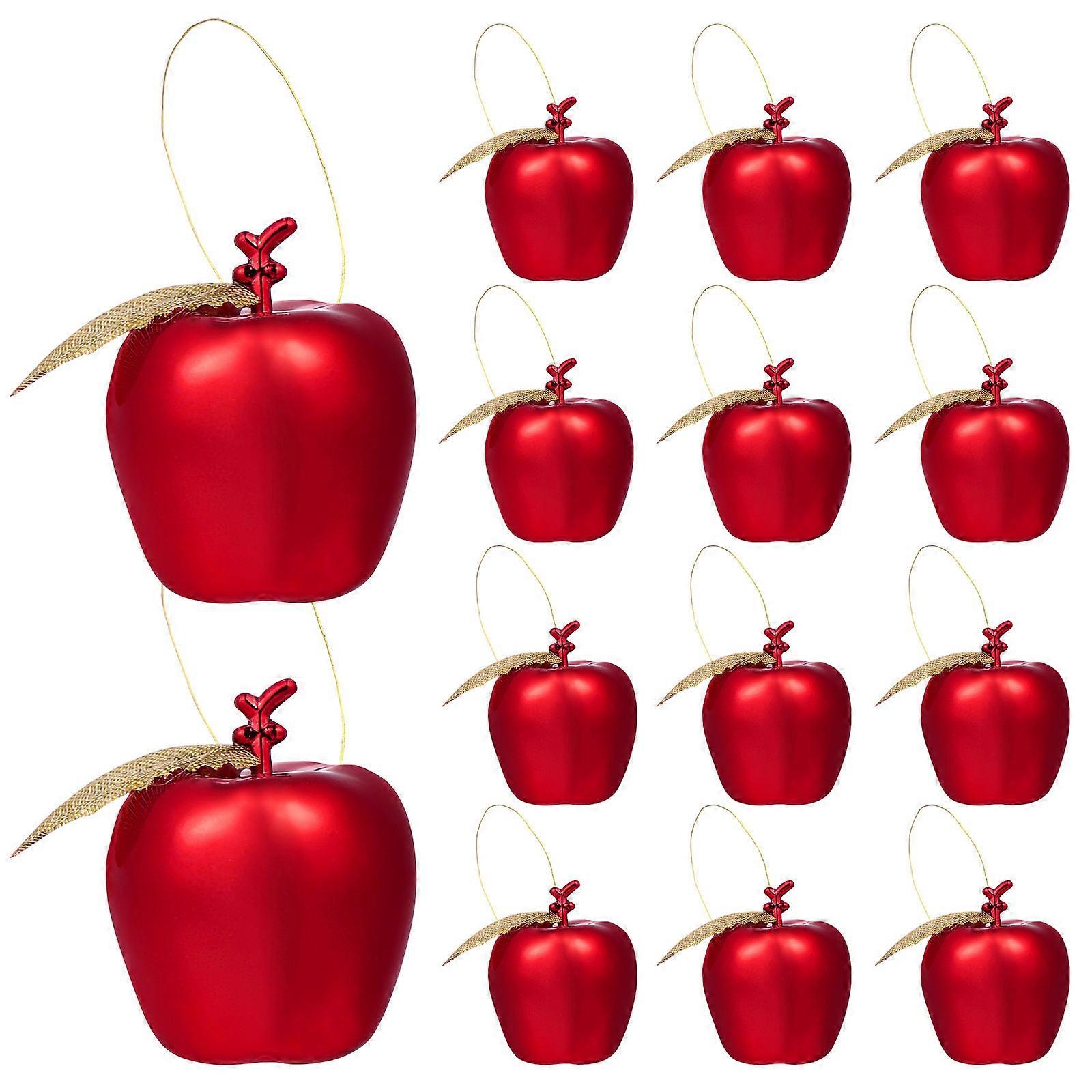 Red Apple Christmas Decorations Plastic Electroplating Small Shaped Hanging 24Pcs