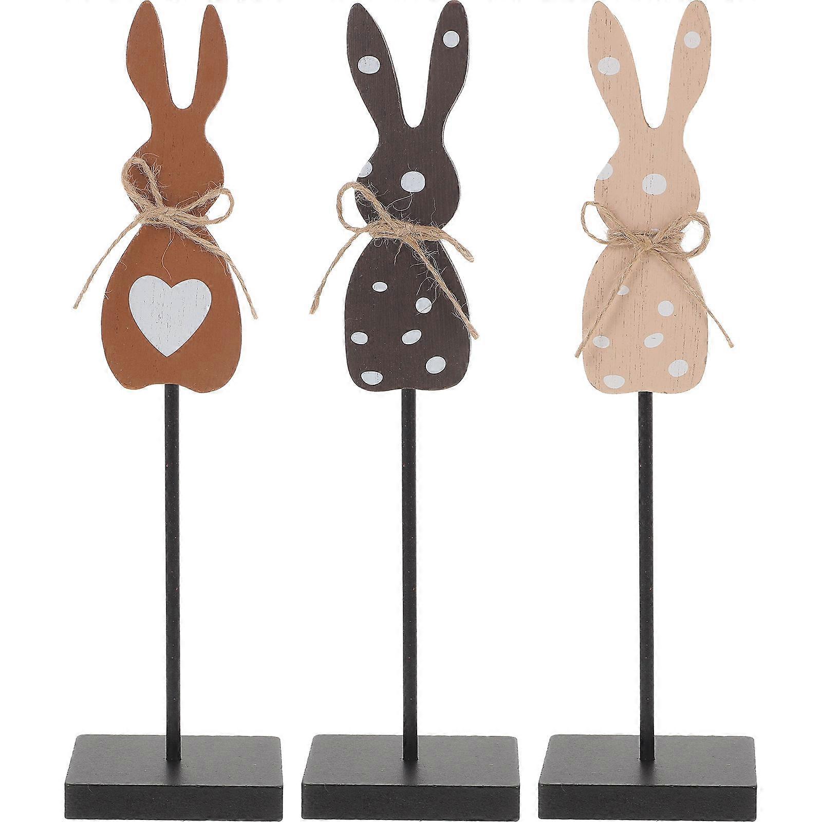 Wood Table Sign Easter Ornament Table Decor Rabbit Shape Handcrafted Assorted Color 28.70X7.10X4.80CM present 3Pcs