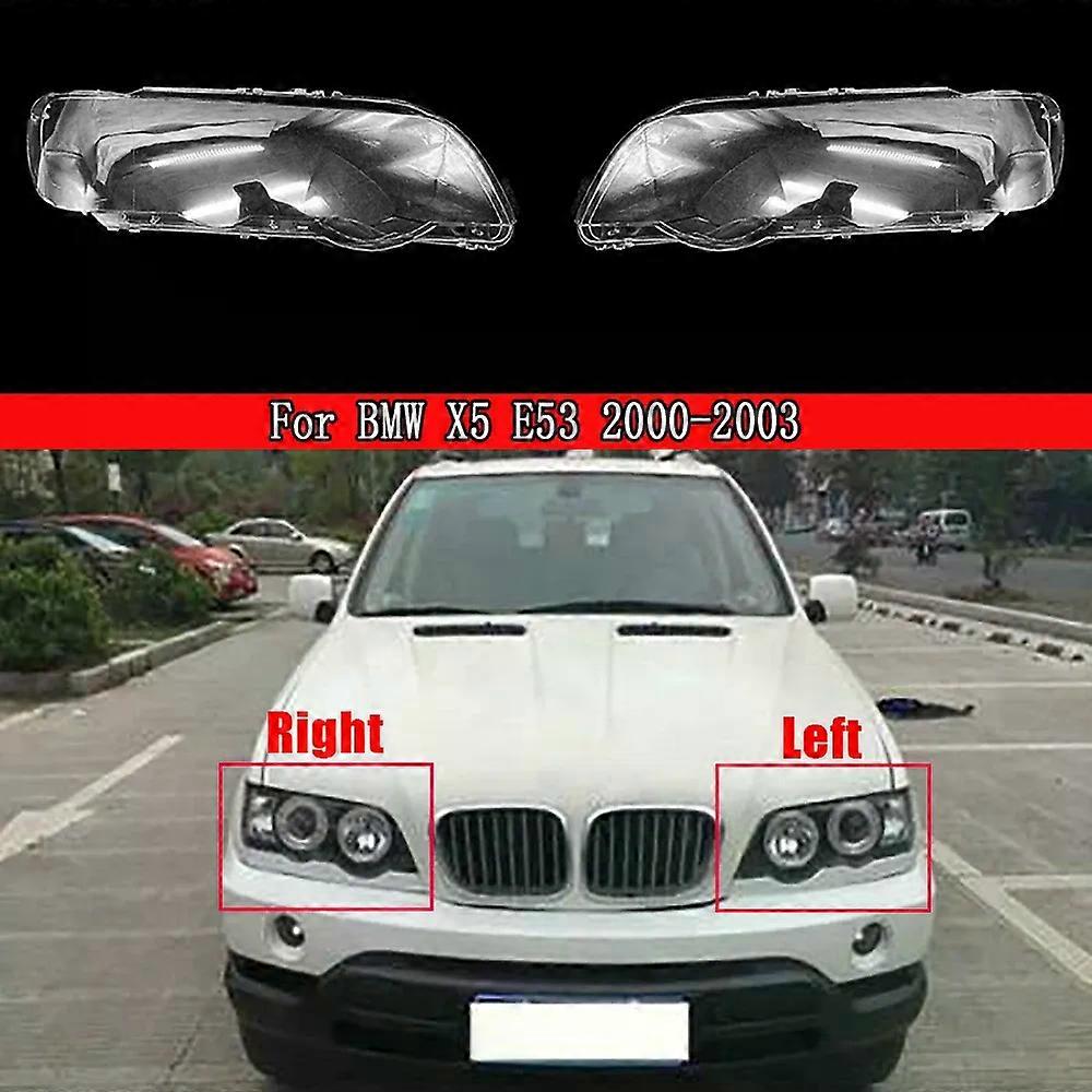For BMW X5 E53 2000 2001 2002 2003 Headlamp Lamp Shell Headlight Cover Transparent Lampshade Plexiglass Replace Original Lens-Left